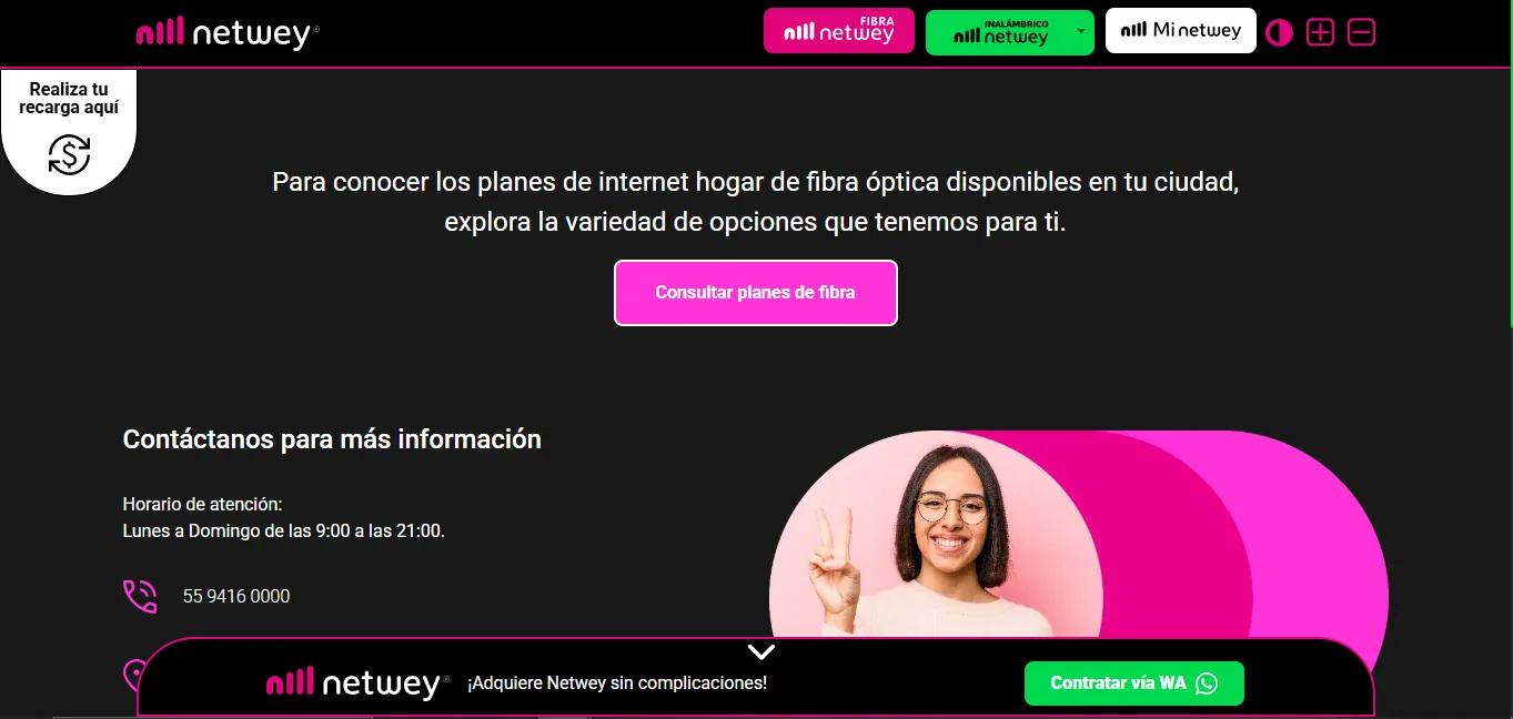 Captura de pantalla del sitio de Netwey