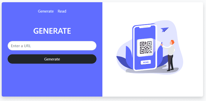 Captura de pantalla del generador de códigos QR